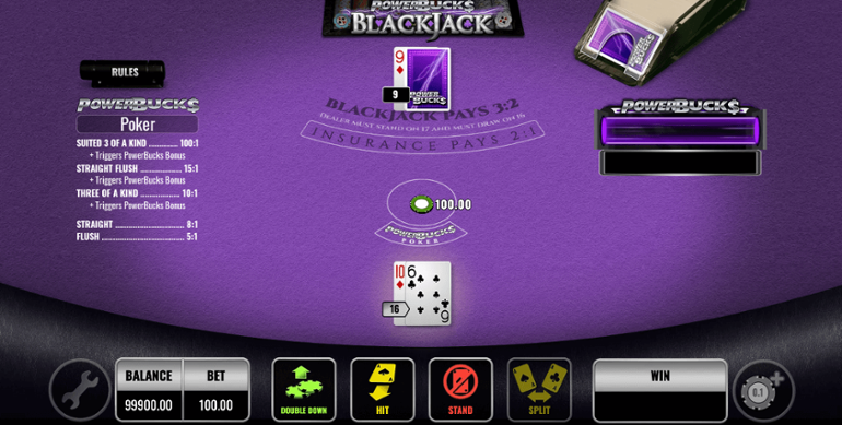 a player plays at PowerBucks Blackjack by IGT